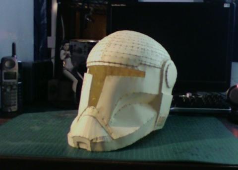 3/4 view of the Republic commando helmet, yet to be fiberglassed