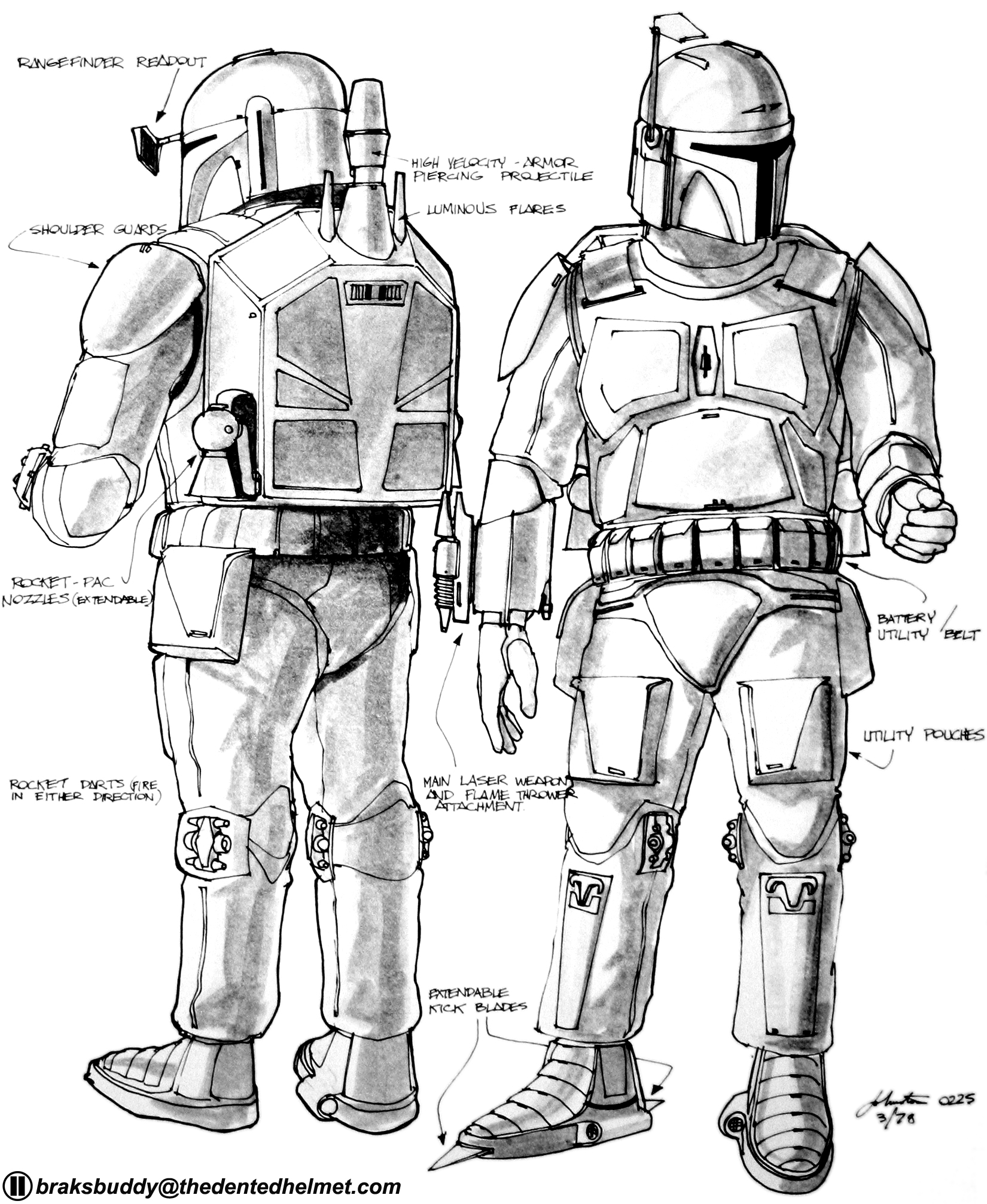 Boba Fett Concept Art by Joe Johnston