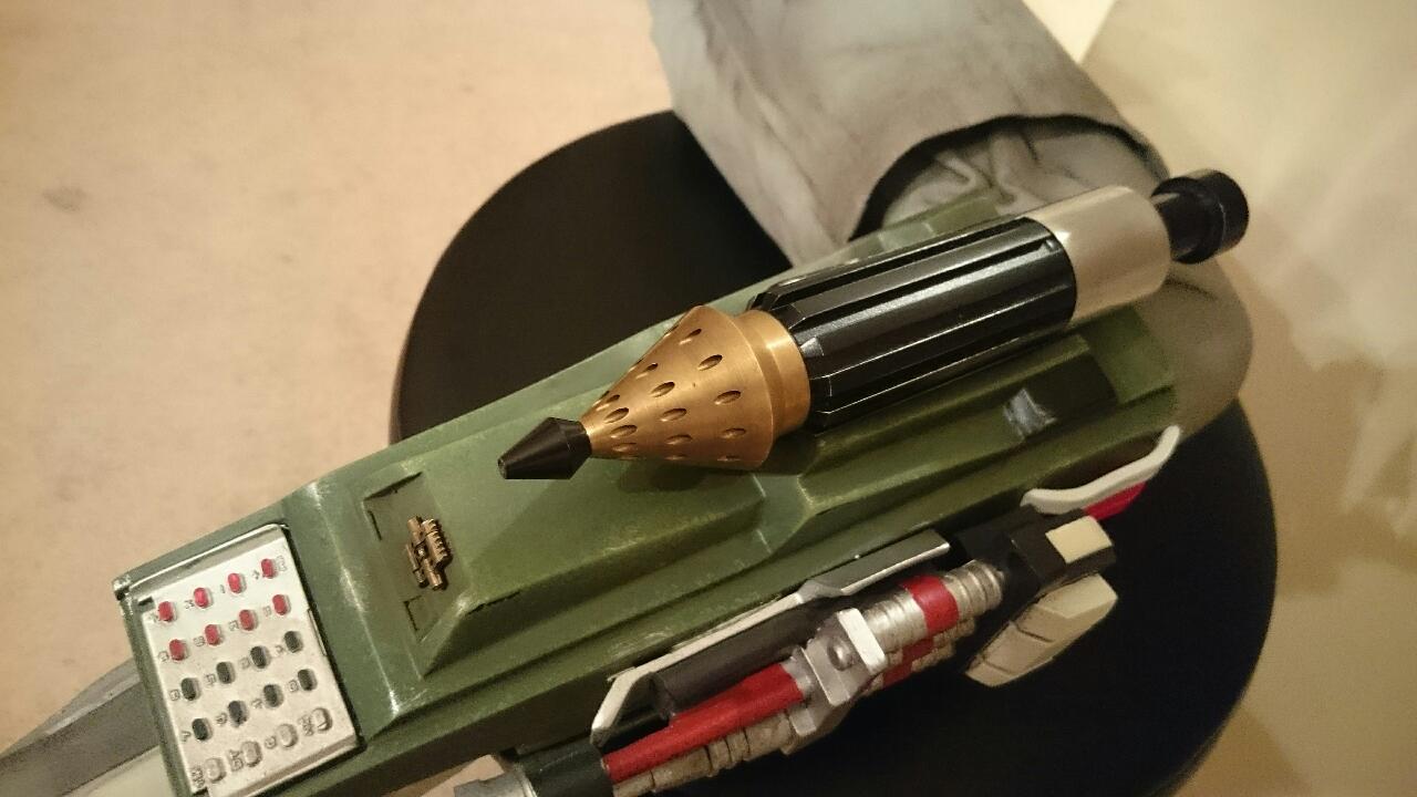 CNC Aluminum/Brass Rocket in place. I used earth magnets to hold it in place. i didn't throw away the resin parts I removed, they can be put back on the statue. I used magnets for all the parts upgrade.