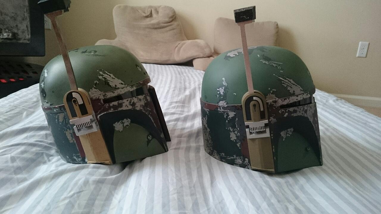 Comparison of the Sideshow Boba Fett Helmet with the Master Replicas Helmet. As you can see the MR Helmet is bigger.